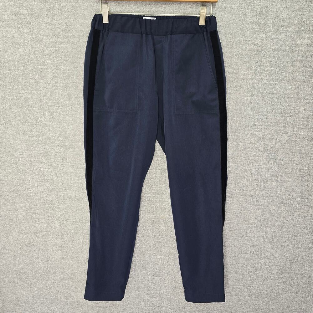 NOBLE 31 NAVY PANTS WITH VELVET SIDE STRIP, SIZE M
